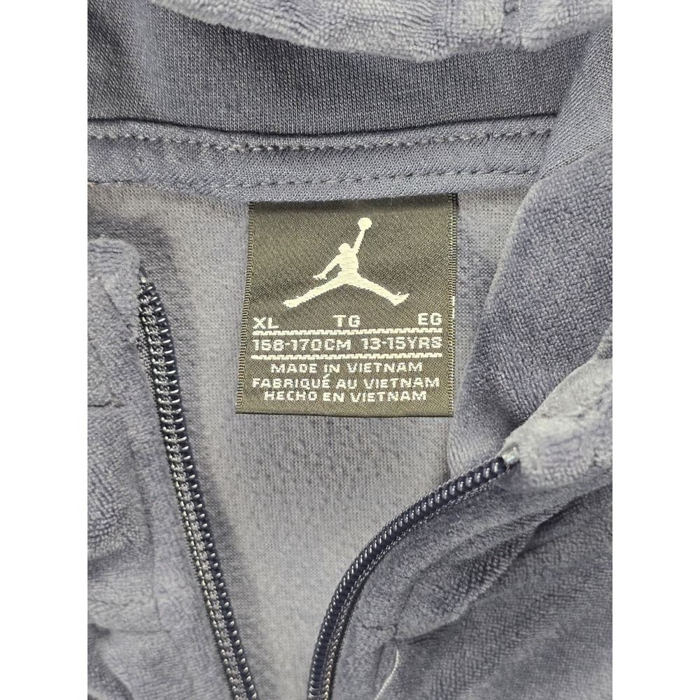 Jordan Nike Velour Hoodie Navy Blue Youth Girls XL - Picture 5 of 9